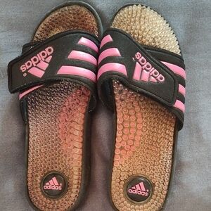 Adidas Black and Pink Massage Slides